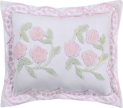 Better Trends Bloomfield Collection, Super Soft Lightweight Floral Design 100% Cotton Tufted Standard Sham, Rose
