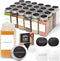Glass Spice Jars with Labels with Metal Lids and Shakers Minimalist 24