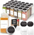 Glass Spice Jars with Labels with Metal Lids and Shakers Minimalist 24