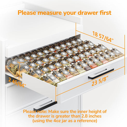 Mat,4 2 Set 12''to 24'',Hold 48 Kitchen,Cabinet,Drawers,Countertop AMBIRD Bamboo Spice Drawer Organizer with Non-slip