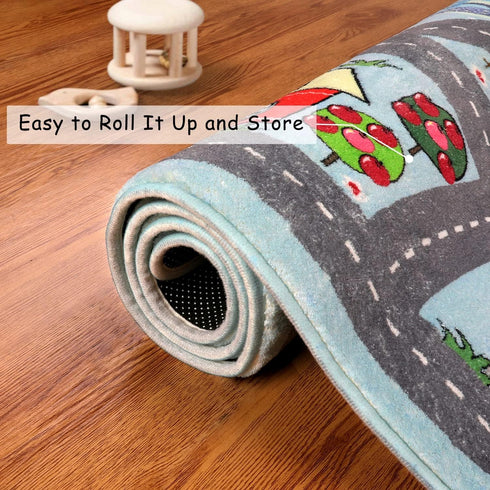 LIVEBOX Kids Rug 3'x5' Car Rug Play Mat for Playing Cars, City Life Educational Carpet for Children