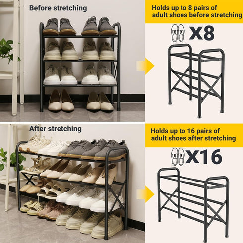Shoe Rack for Front Door Entrance, Small Adjustable Metal Shelf Storage Organizer for Entryway Closet Doorway