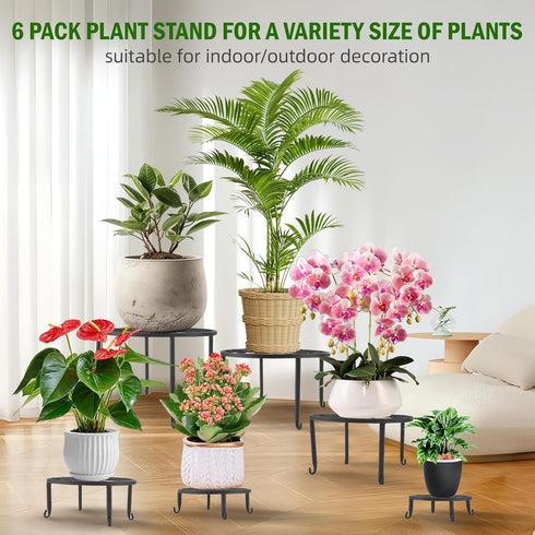 6 Pack Outdoor Plant Stand, Heavy Duty Metal Plant Stand, Flower Pot Stand Indoor Outdoor , Rust Proof Iron Planter