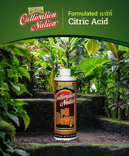 1 FoxFarm Cultivation Nation pH Down for Plants Nutrient Solutions - Formulated with Citric Acid for Adjustment - Ideal