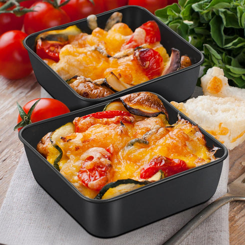P&P CHEF 6” Square Cake Pans for Baking, 2-Piece Small Lasagna Brownie Pan, Non-stick Coatings