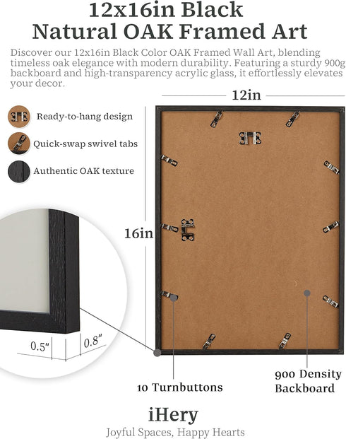 12x16in Set 1 iHery Natural Black OAK Wood Disco Tequila Newspaper Framed Wall Art, Trendy Modern Cocktail Bar Cart