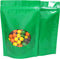 Double-Sided Stand-Up Pouch, Matte/Glossy Color with Clear Round Window, 100 Bags/Pack (6.3" x 8.7", Glossy Green)