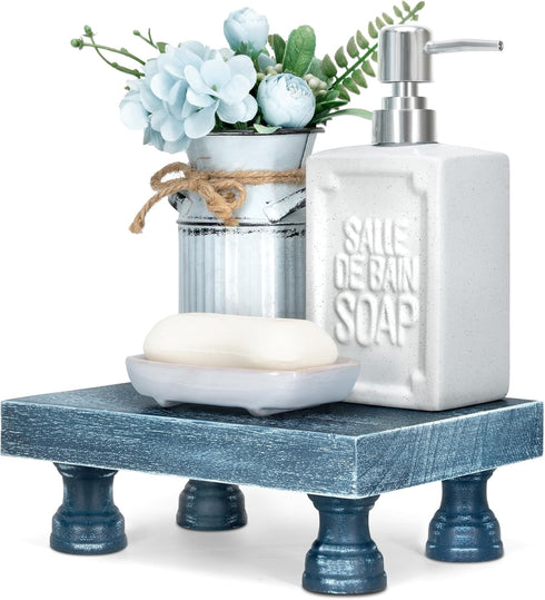 Decorative Display Risers for Home Decor, Wood Pedestal Stand for Kitchen and Countertop Organizer