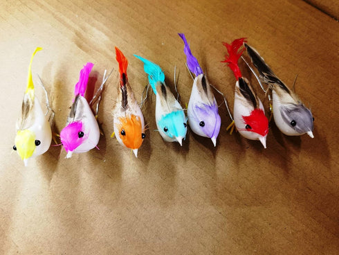 Warmtree 48 Pcs Artificial Simulation Feather Mini Decorative Fake Birds for Craft Home Ornaments & Wedding Decoration