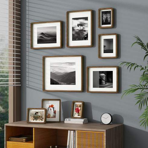 4x6 4 6 3.5x5, FLYJOE Picture Frame, Natural Solid Walnut Wood Photo Collage Frame with HD Tempered Glass, Modern