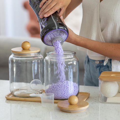ELECNEST Glass Laundry Jars with Airtight Lids - Kitchen & Laundry Room Organization Containers with Dryer Sheet