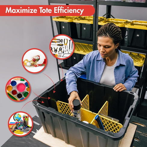 Universal 27-gal. Tough Storage Tote Divider, 6-slot Strong Box Divider for Storage Containers, Easy to Attach