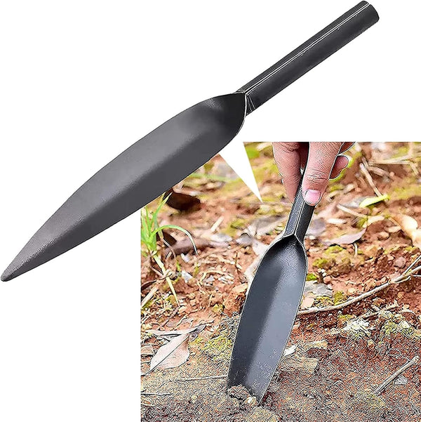 Willow Leaf-Shaped 12-inch Garden Trowel Tool, High-Carbon Steel Heavy Duty Manual Potting Tool (Grey)