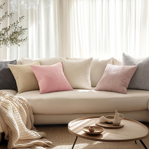 MIULEE Pack of 2 Soft Decorative Square Pillow Covers, 18 x 18 Inch, Pink