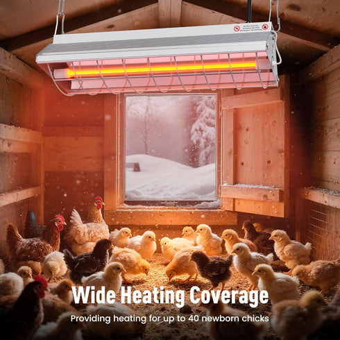 2 150-300W, Chicken Coop Heater, Large Infrared Heat Lamp for Poultry, Livestock & Pets, Safe Chicken Brooder Heat