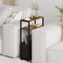 Leomonio Narrow Side Table, Slim End Tables with Fabric Basket, Skinny Table for Small Spaces, Thin Bedside Table