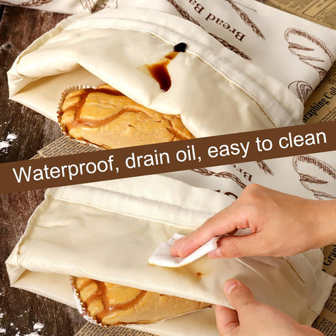 2 Pack Bread Bags for Homemade Bread, Reusable Bread Bags, Linen Bag with Plastic Liner for Sourdough & Bread Storage