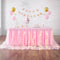 leegleri Pink Tulle Table Skirt for Baby Shower - 6FT Ruffle Tutu with LED Light for Birthday Party Decorations