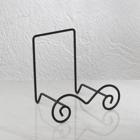 TRIPAR Large Square Black Wire Easel, Metal Finish, Tabletop Display, Handcrafted Scroll Designs
