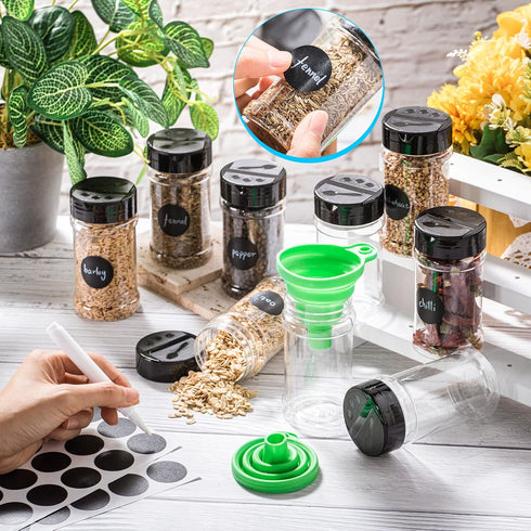 48 Mimorou Pcs Clear Plastic Spice Jars Spice Bottles with Shaker Lids Plastic Seasoning Containers with Chalk Labels