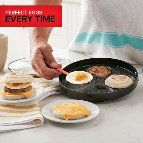 Modern Innovations 4-Cup Nonstick Egg Frying Pan with Lid, Mini Pancake Pan for Stove Top, Breakfast Maker