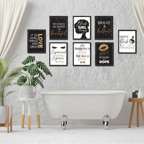 8 x 10 Inch Inspirational Wall D cor, Black Girls Bedroom Makeup Lash Lips Poster, Motivational Design Unframed