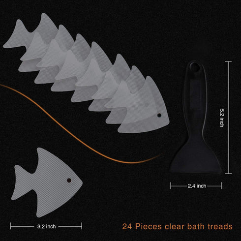 Bathtub Stickers Non-Slip, 24 PCS Safety Shower Treads with Premium Scraper, Gray