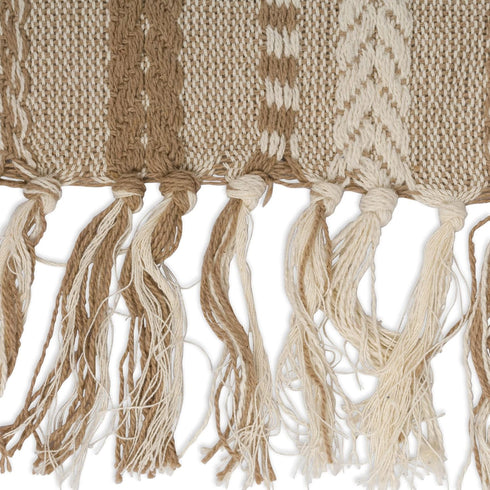 15x72 (15x77, DII Farmhouse Braided Stripe Table Runner Collection, Fringe Included), Stone
