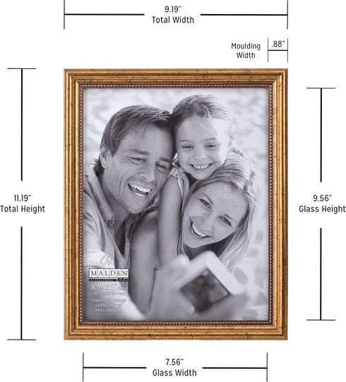 Malden International Designs Classic Wood Picture Frame, Gold, 8x10