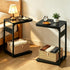Vovonusy ET-YB-BK1 Wood Pedestal Small Sofa Side Table for Couch, Tall Nightstand, C Shaped End Table, TV Trays