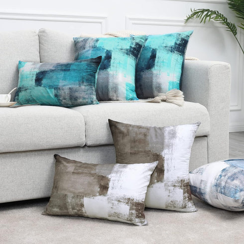 Turquoise Throw Pillow Covers 20x20 Teal, 2 Pack Square Decorative Cushion for Farmhouse Home Decor