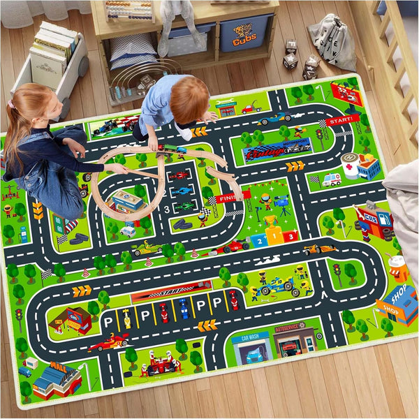 Kids Car Rug - Kids Road Play Mat, Suitable for Playroom, Classroom, and Bedroom