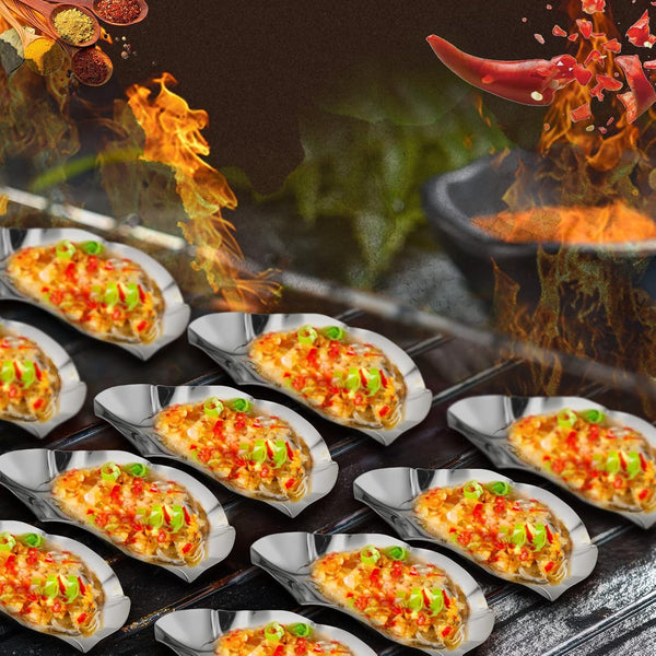 Honeydak Set of 24 Stainless Steel Grillable Oyster Shells Reusable for Baked