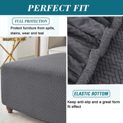 HFCNMY Ottoman Cover Rectangle,Stretch Knitted Jacquard Rectangle Ottoman Cover Thick Slipcover for Ottomans Soft Foot