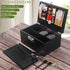 Large Black Bamboo Box with Combination Lock, Decorative Storage Box with Detachable Compartment and Jars