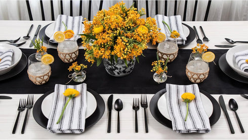 Solino Home Linen Black Table Runner, 100% Pure Linen Hemstitch, 14 x 72 Inch for Dining, Summer, Fall