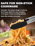 Anaeat Non-Stick Silicone Locking Tong Set of 2 - Stainless Steel 9" and 12" Kitchen Food Tongs with Non-Slip Silicone Tips and Grip for Cooking, Baking and BBQ - Heavy Duty & Heat Resistant (Black) by Anaeat