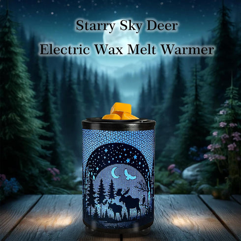 Leyoue Electric Wax Warmer with PTC Heating - Enchanting Deer in Forest Iron Design, Melts Wax Blocks, Home Decor