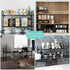 Expandable Cabinet Shelf Organizers, Stackable Metal Shelves Extender for Kitchen Cabinet Countertop Storage, Black (2