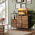 8 WLIVE TV Stand Dresser with Charging Station, Entertainment Center with Fabric Drawer, TV Media Console Table,Open