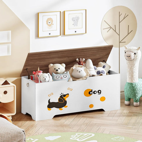 HOOBRO Toy Box, Toy Chest with 2 Safety Hinges, 43.3" Storage Bench,