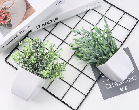 Der Rose 2 Pack Small Fake Plants, Artificial Eucalyptus Greenery in Pots for Bedroom Living Room Decor
