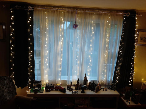 300Led 10x10ft Honche Fairy Curtain String Lights with Remote Window Lights for Bedroom Wedding Party Festive Season