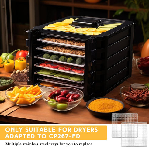 13 x 12 Inches Dehydrator Trays, Compatible with CP267-FD, Stainless Steel Drying Mesh Screens