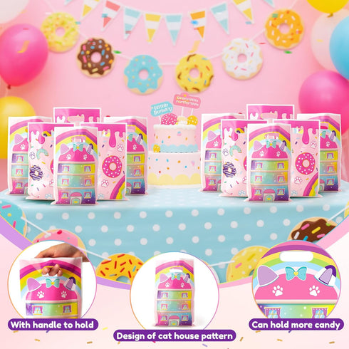 50PCS GaofanWai Cat House Party Favor Bags for Kid Boy Girl, Cute Cartoon Cat Theme Candy Gift Plastic Bag Bulk