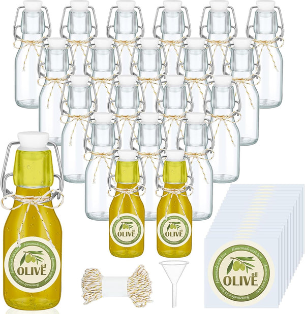 Queekay 20 Pack Mini Swing Top Glass Bottles for Vanilla Extract Homemade