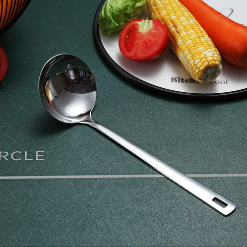 Berglander Stainless Steel Ladle - Cooking Kitchen Metal Soup Spoon, Non-Stick, Dishwasher Safe