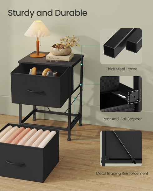 2 Closet, ULGS312B01S SONGMICS Dresser for Bedroom, Chest of Drawers, Nightstand, Steel, MDF, Non-Woven Fabric Drawers