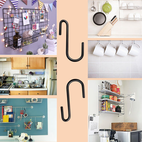 24 Pack ESFUN 3 inch Heavy Duty S Hooks, Black S Shaped Hanging Hooks for Kitchenware & More