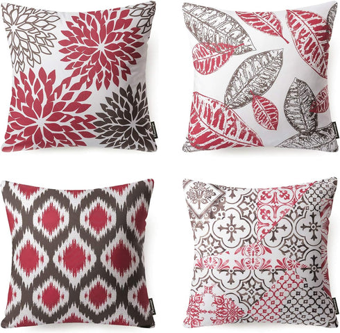 PHANTOSCOPE Set of 4 New Living Series Decorative Throw Pillow Case - Red, 18" x 18" inches, 45cm x 45cm